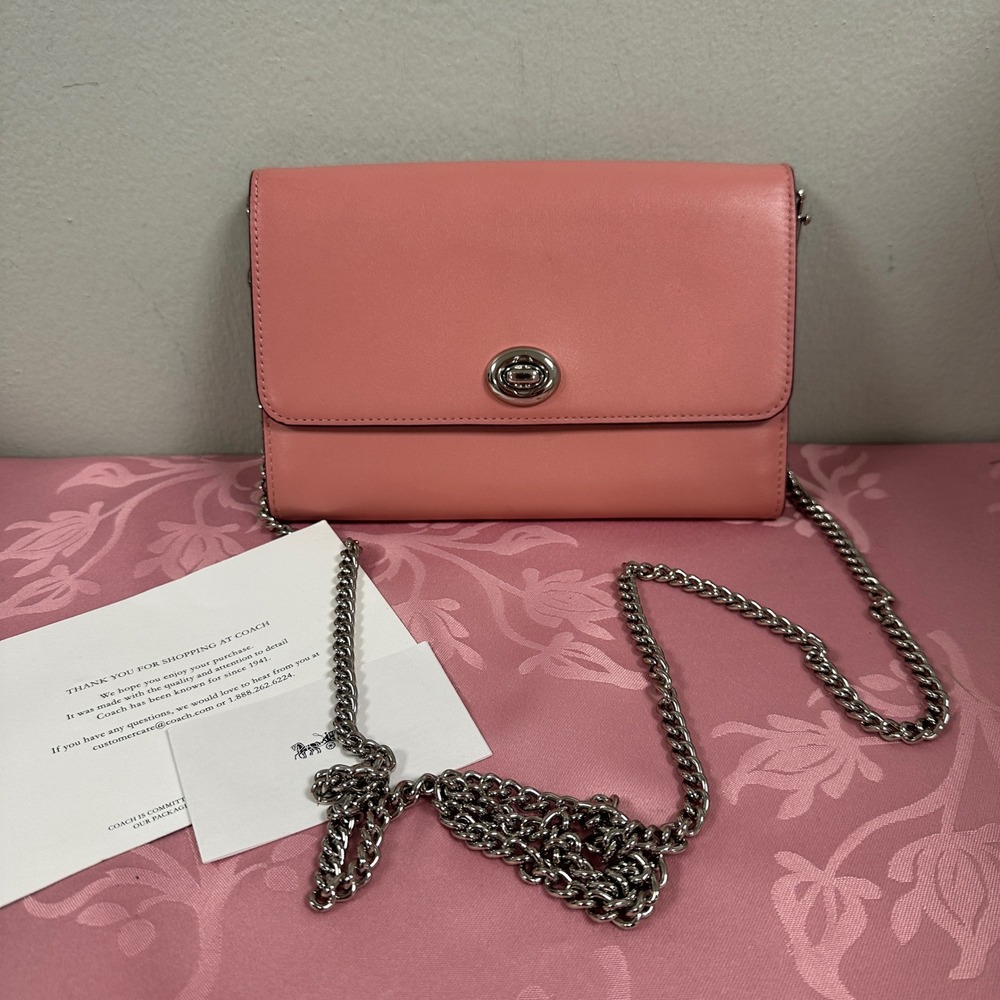 Coach Crosstown Crossbody Pink Leather Turnlock Bag 38966